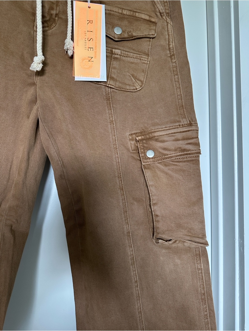 Risen Jeans Straight Leg Cargo Jeans — Cocoa Brown - Picture 6 of 10